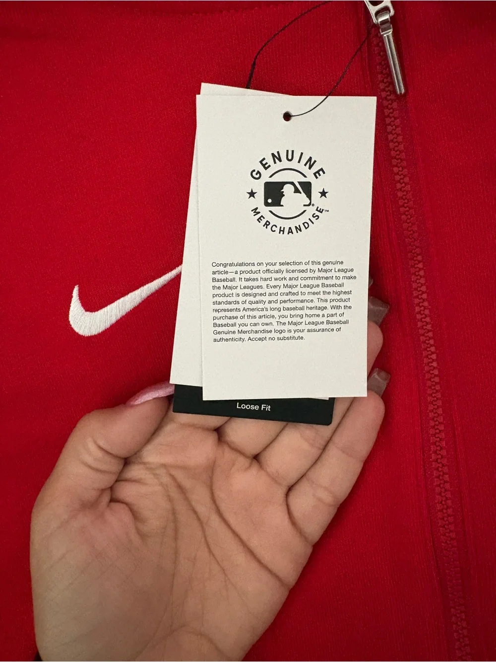 Nike women’s crop full zip up large Red Phillies sweatshirt
